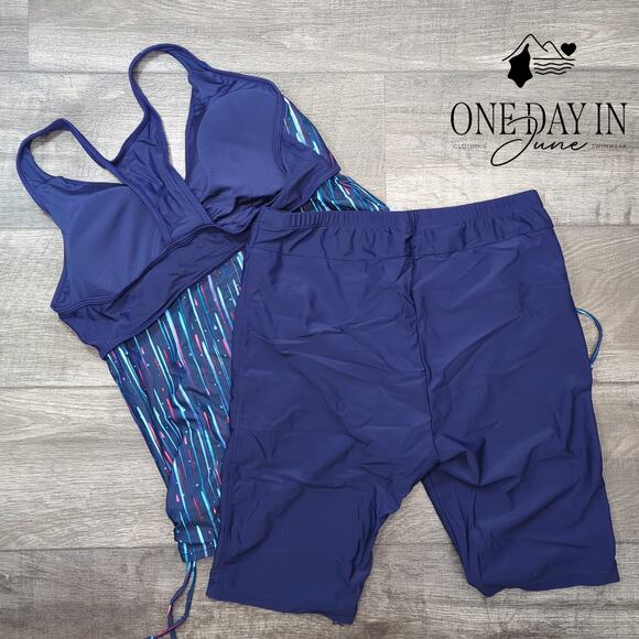 Yonique Boyshort Racerback Tankini Swimsuit Size XL - Picture 5 of 5